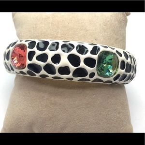 KJL Kenneth Jay Lane black white enamel Swarovski bangle bracelet